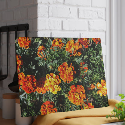 U R There Photography Marigolds Rustic Farmhouse Tempered-Glass Cutting Board