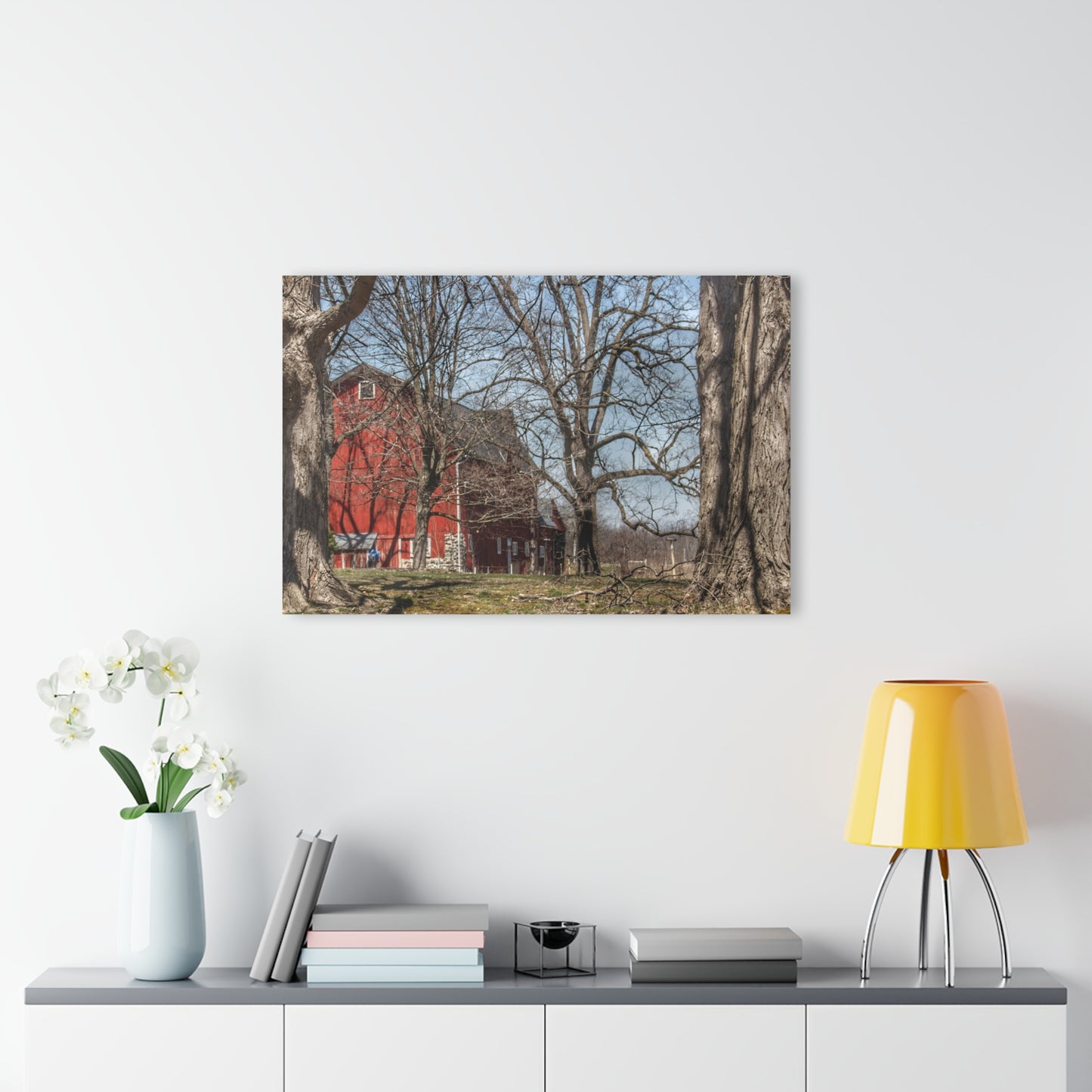 U R There Photography Hill Road Red Rustic Farmhouse Acrylic Wall Print