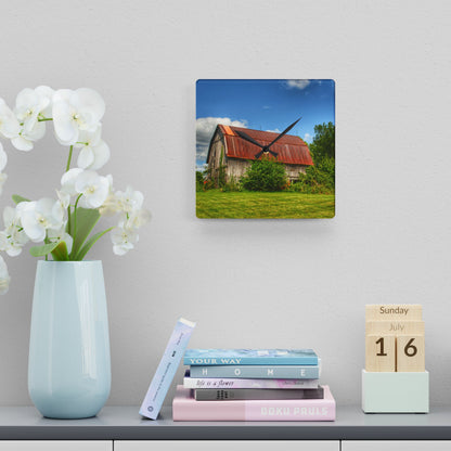 U R There Photography Grey Road Rusted II Rustic Farmhouse Acrylic Analog Wall Clock