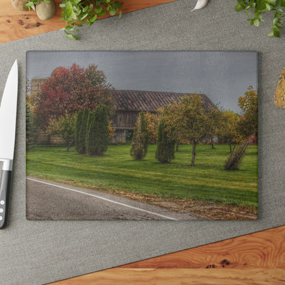 U R There Photography Goodrich Grey Rustic Farmhouse Tempered-Glass Cutting Board