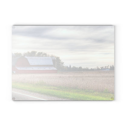 U R There Photography Brown City Red II Rustic Farmhouse Tempered-Glass Cutting Board