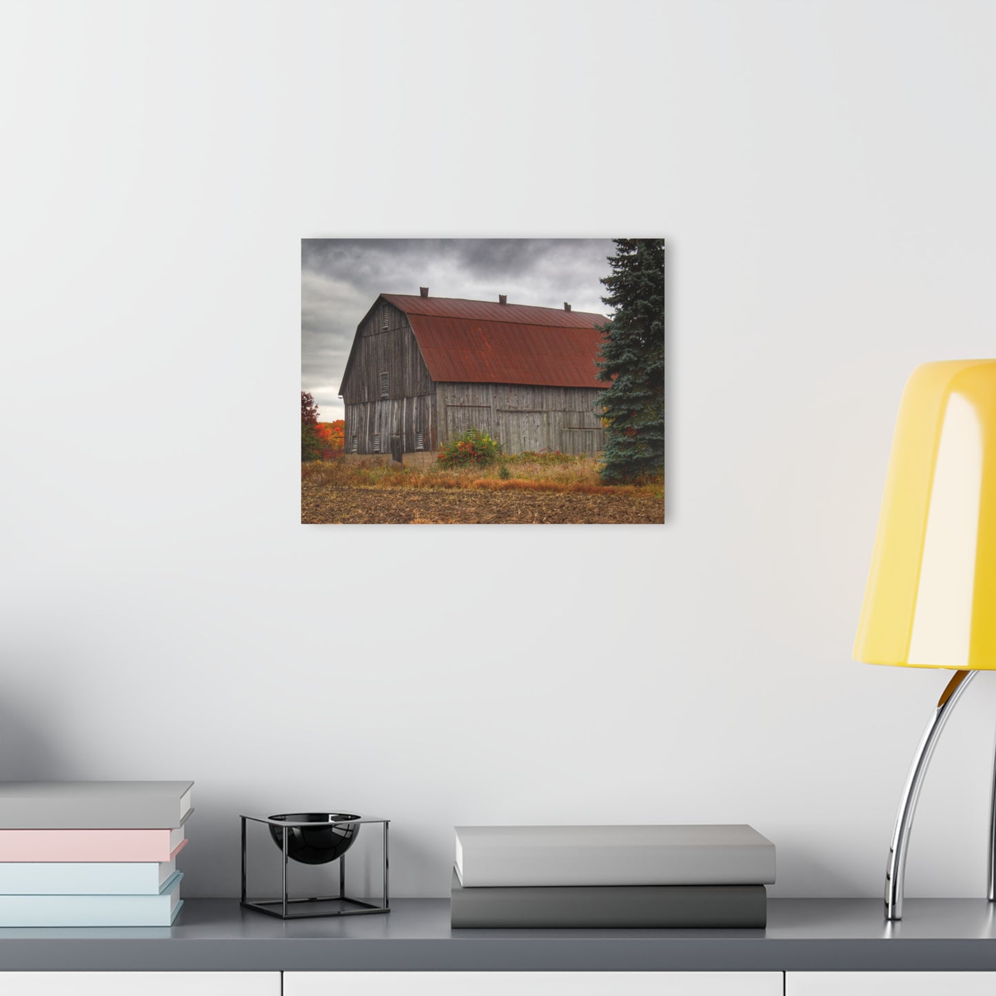 U R There Photography Sheridan Line Road Rusted Grey II Rustic Farmhouse Acrylic Wall Print