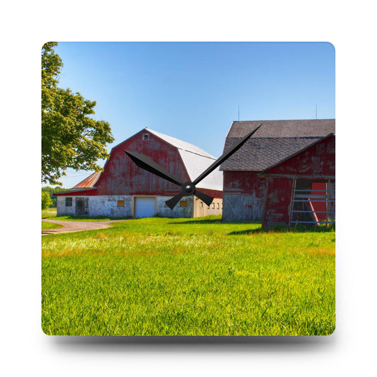 U R There Photography Atwell Road Trio Rustic Farmhouse Acrylic Analog Wall Clock 10.75'' × 10.75'' (Square)