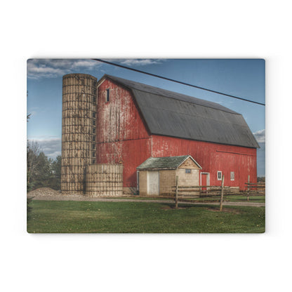 Barn Boutique Rustic Tempered-Glass Cutting Board| Brown City Lincoln Street Red