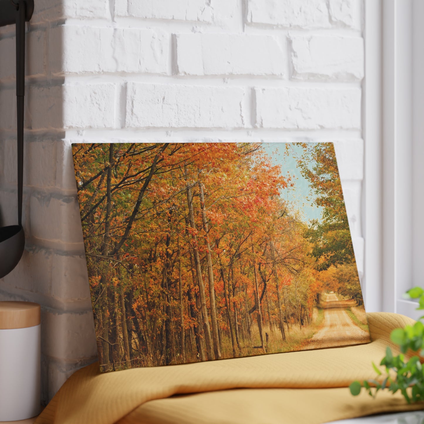 U R There Photography Fall on Murphy Lake II Rustic Farmhouse Tempered-Glass Cutting Board