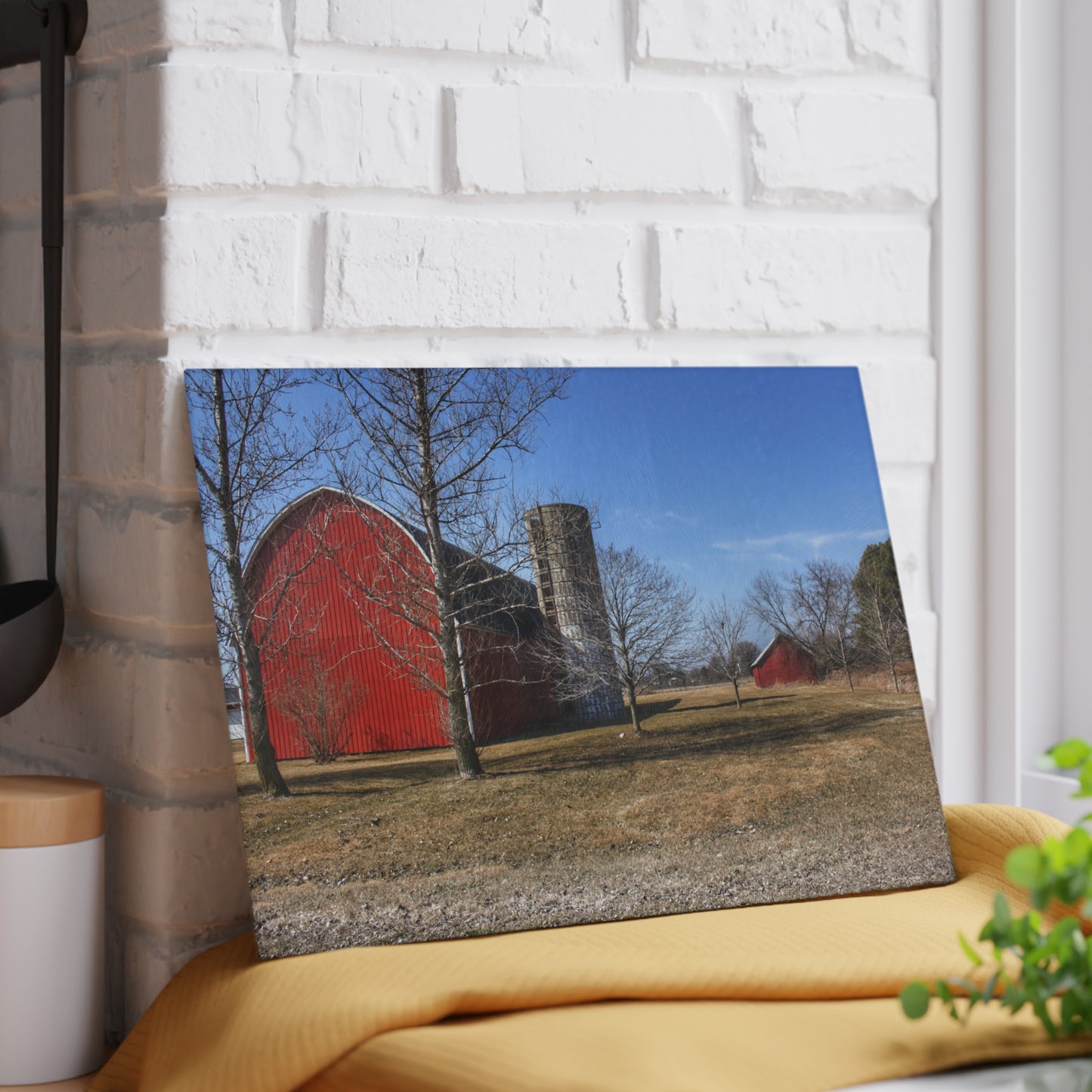 U R There Photography Romeo Plank Road Reds I Rustic Farmhouse Tempered-Glass Cutting Board