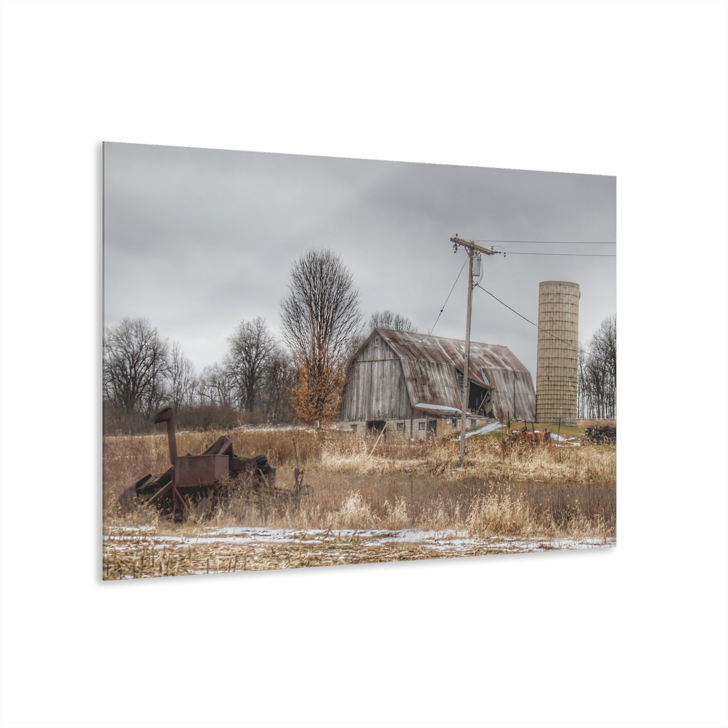 U R There Photography Norway Lake Road Grey Rustic Farmhouse Acrylic Wall Print