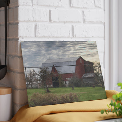 U R There Photography Dodge Road Red II Rustic Farmhouse Tempered-Glass Cutting Board