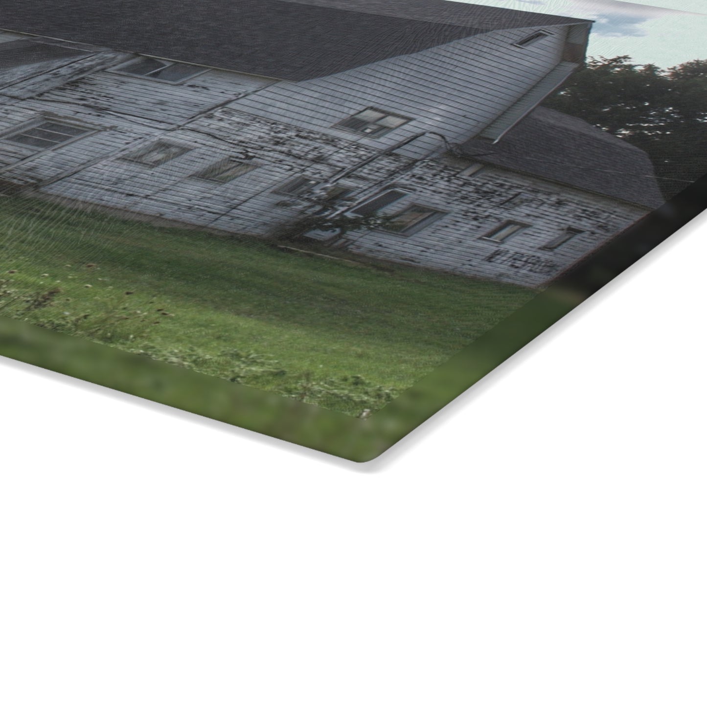 U R There Photography Metamora M-24 White Rustic Farmhouse Tempered-Glass Cutting Board