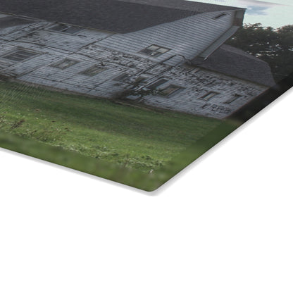 U R There Photography Metamora M-24 White Rustic Farmhouse Tempered-Glass Cutting Board