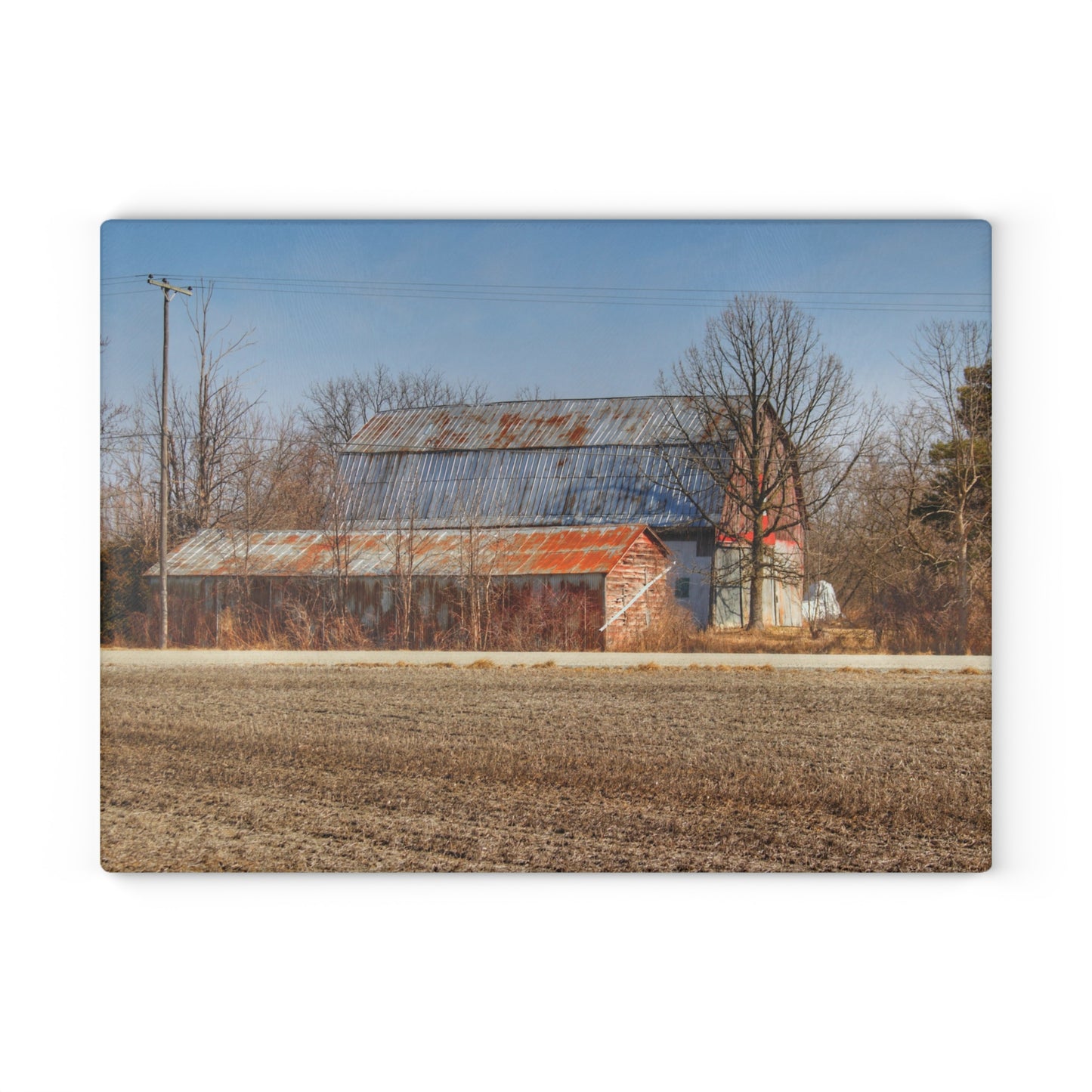 U R There Photography Indian Trail Rusted Reds I Rustic Farmhouse Tempered-Glass Cutting Board
