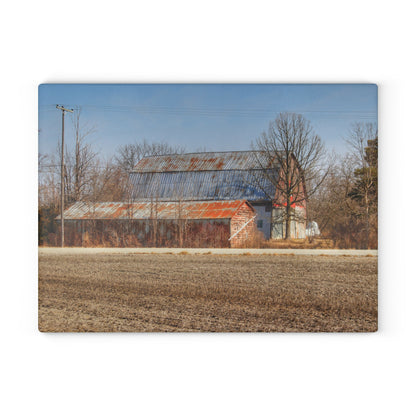 U R There Photography Indian Trail Rusted Reds I Rustic Farmhouse Tempered-Glass Cutting Board