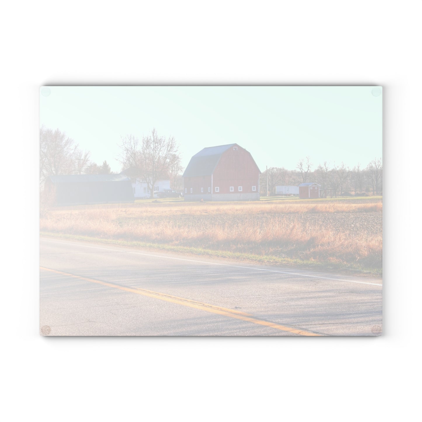 U R There Photography Baldwin Barn Brothers II Rustic Farmhouse Tempered-Glass Cutting Board