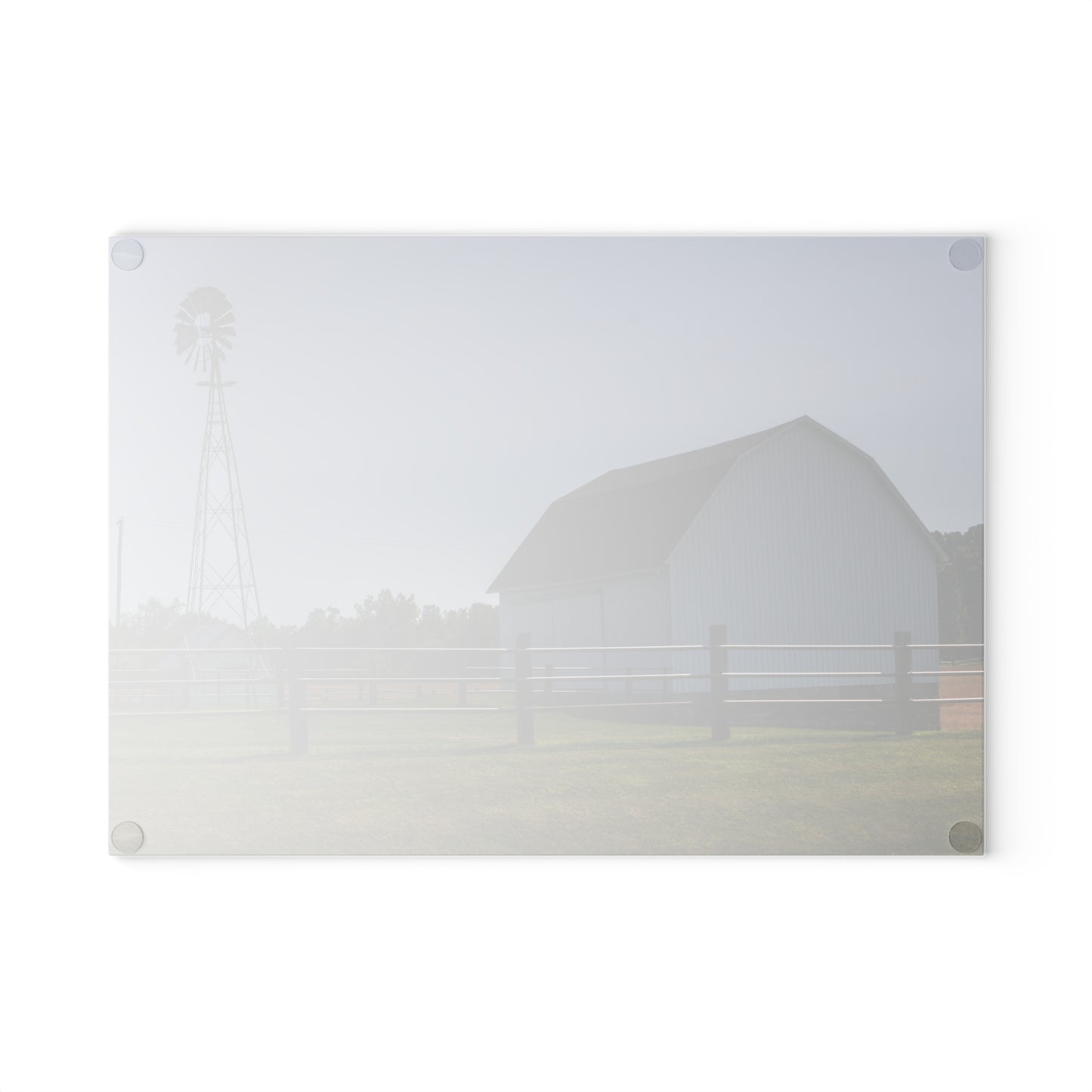 U R There Photography M-90 White and Windmill II Rustic Farmhouse Tempered-Glass Cutting Board