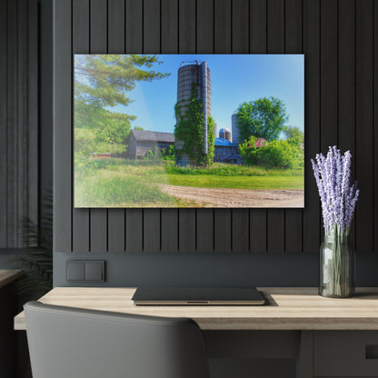 U R There Photography Bordman Road Old Grey and Silo II Rustic Farmhouse Acrylic Wall Print