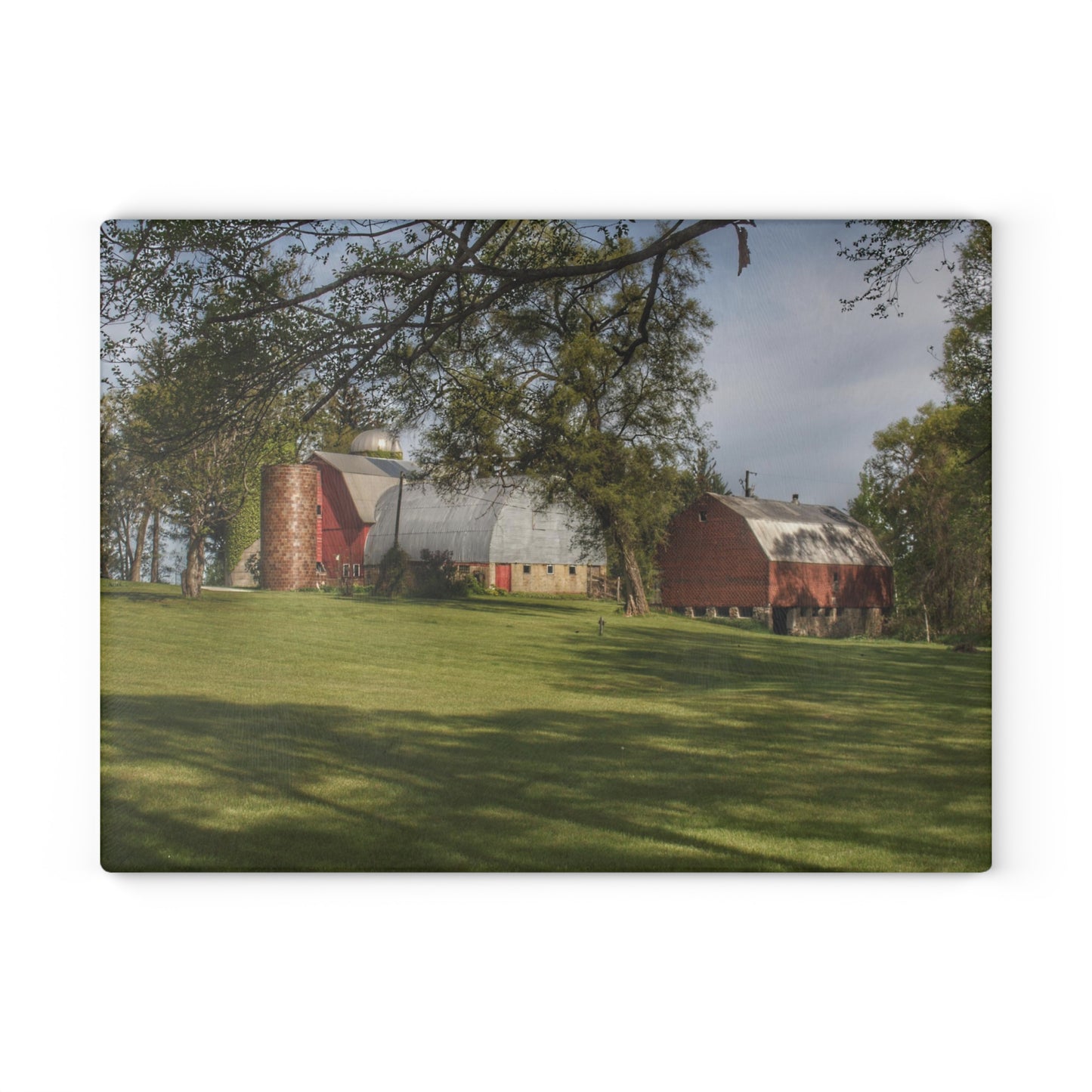 U R There Photography Clark Park Road Reds Rustic Farmhouse Tempered-Glass Cutting Board