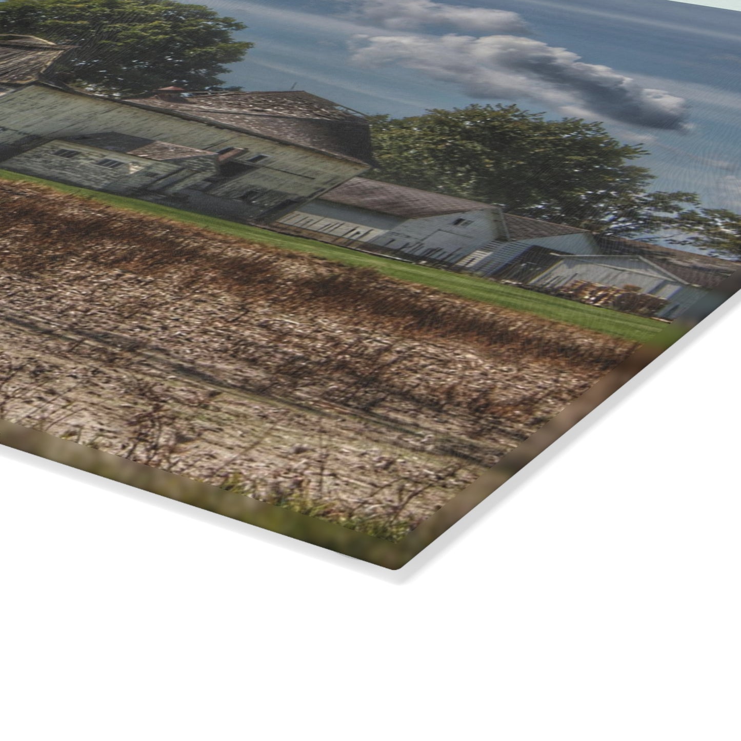 U R There Photography Sutton Road End of Days Rustic Farmhouse Tempered-Glass Cutting Board