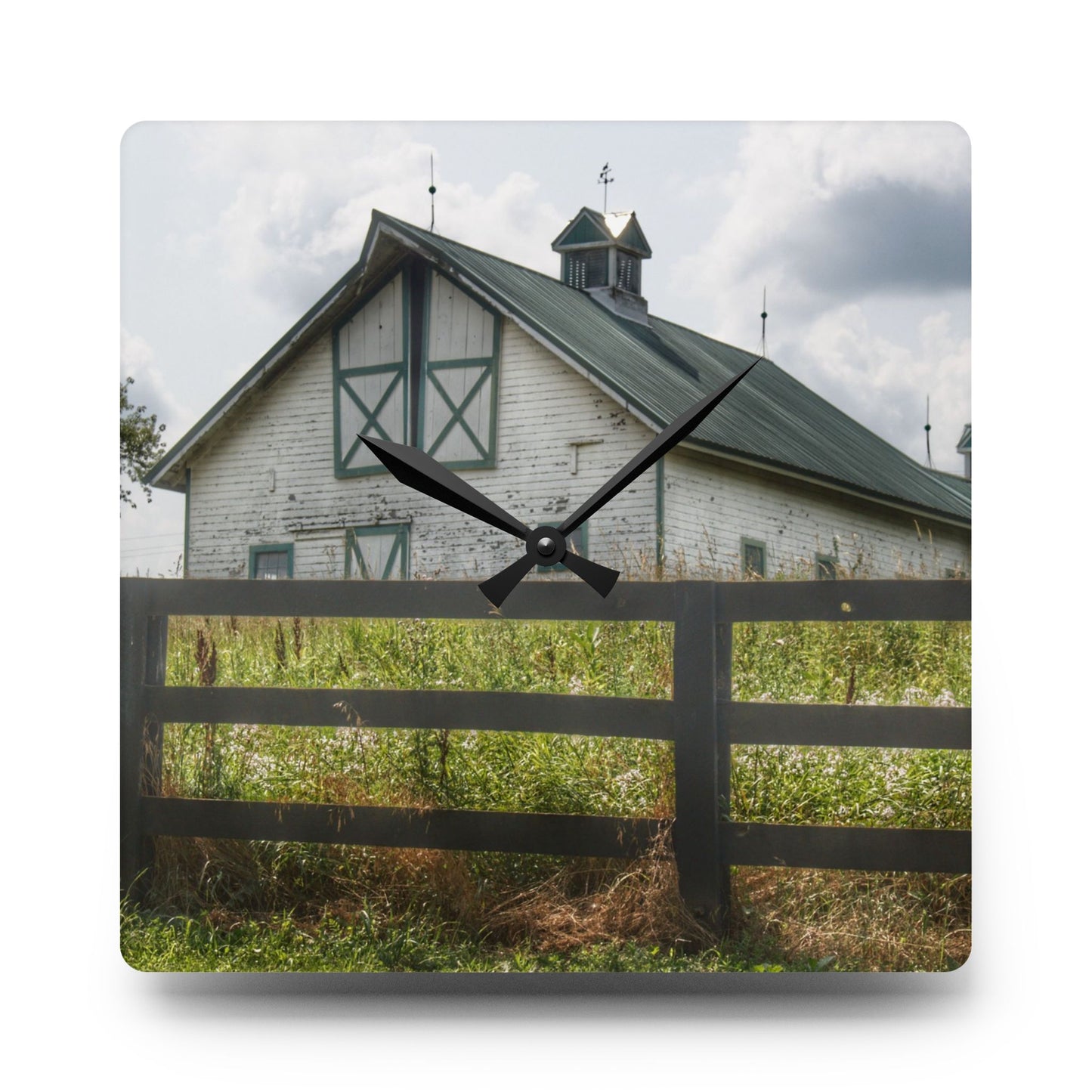 U R There Photography Sutton Road White Rustic Farmhouse Acrylic Analog Wall Clock