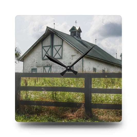 Sutton Road White Rustic Farmhouse Acrylic Analog Wall Clock 10.75'' × 10.75'' (Square)