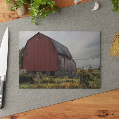 U R There Photography Roadside Stone Red Rustic Farmhouse Tempered-Glass Cutting Board