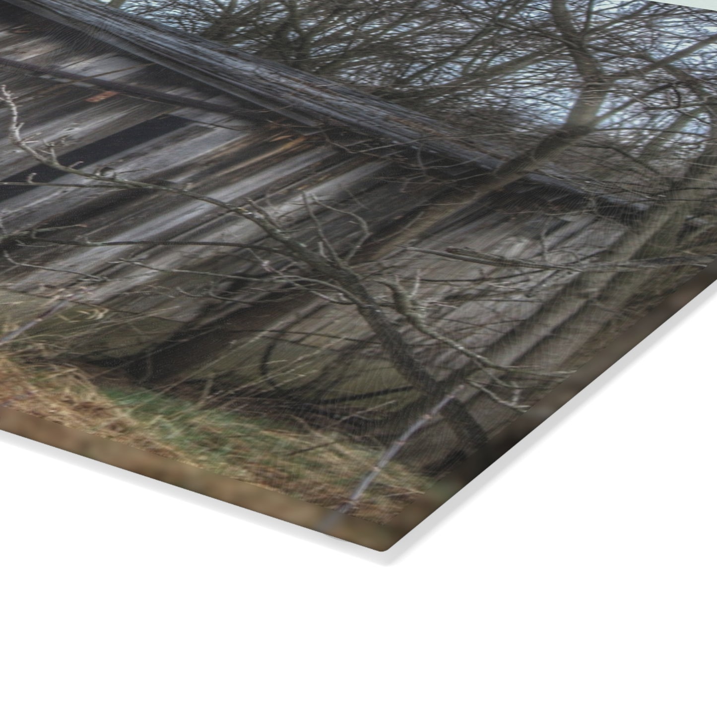 U R There Photography Rural Decay in Early Spring Rustic Farmhouse Tempered-Glass Cutting Board