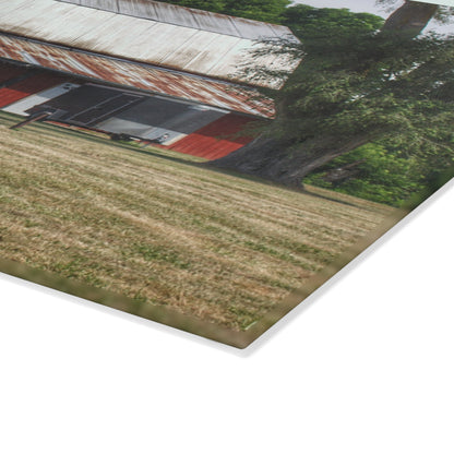 U R There Photography West Hurd Road Red Rustic Farmhouse Tempered-Glass Cutting Board