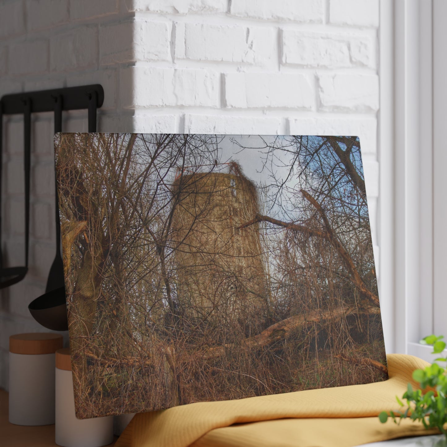U R There Photography Hidden Silo of Fostoria Road Rustic Farmhouse Tempered-Glass Cutting Board