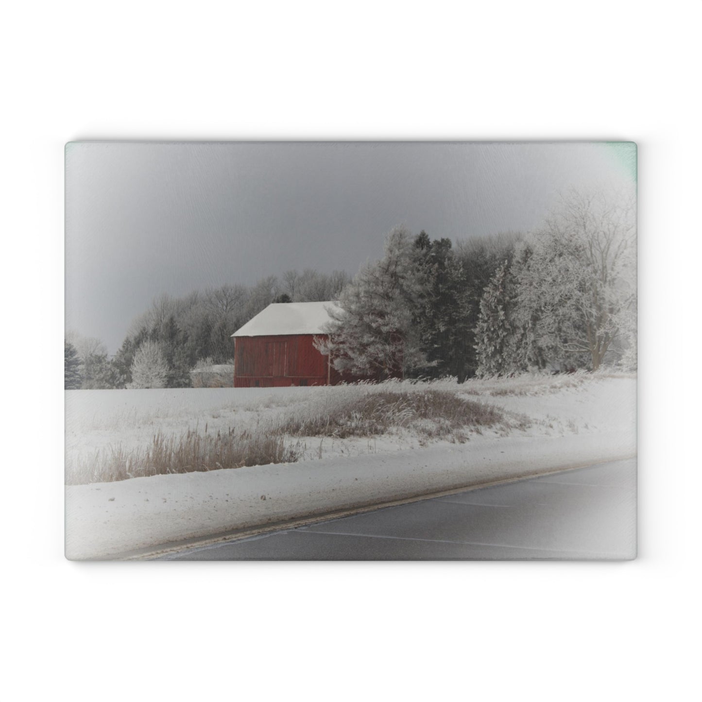U R There Photography Farm on the Curve Rustic Farmhouse Tempered-Glass Cutting Board