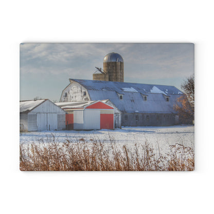 U R There Photography Shoemaker Road Grey Rustic Farmhouse Tempered-Glass Cutting Board