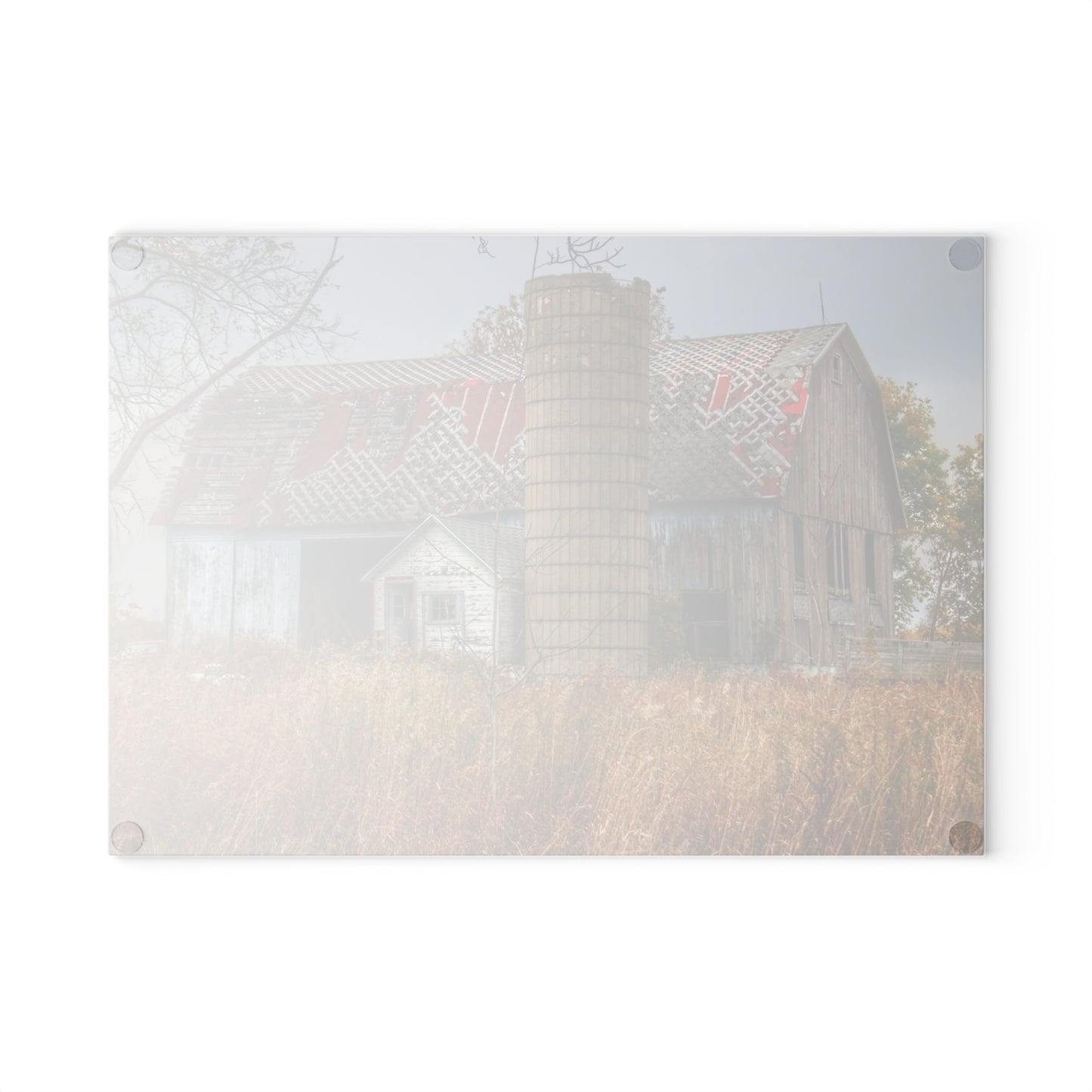 U R There Photography Hill Road Roadside Grey I Rustic Farmhouse Tempered-Glass Cutting Board