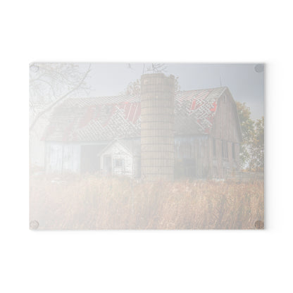 U R There Photography Hill Road Roadside Grey I Rustic Farmhouse Tempered-Glass Cutting Board