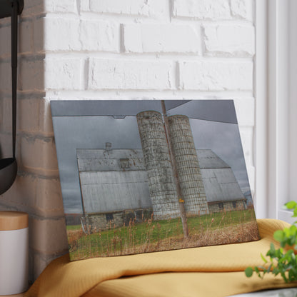 U R There Photography Daley Road Grey II Rustic Farmhouse Tempered-Glass Cutting Board