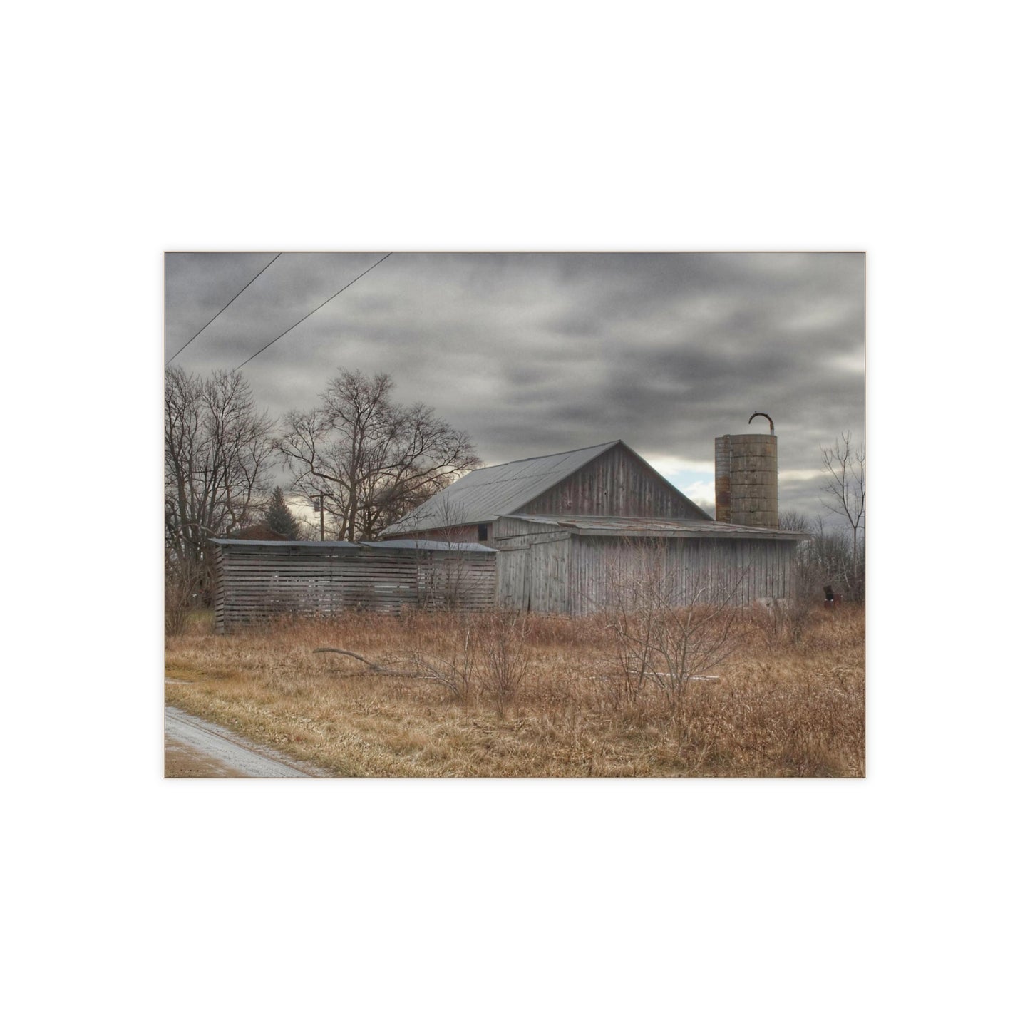 U R There Photography Church Road Grey I Rustic Farmhouse Decorative Ceramic Tile