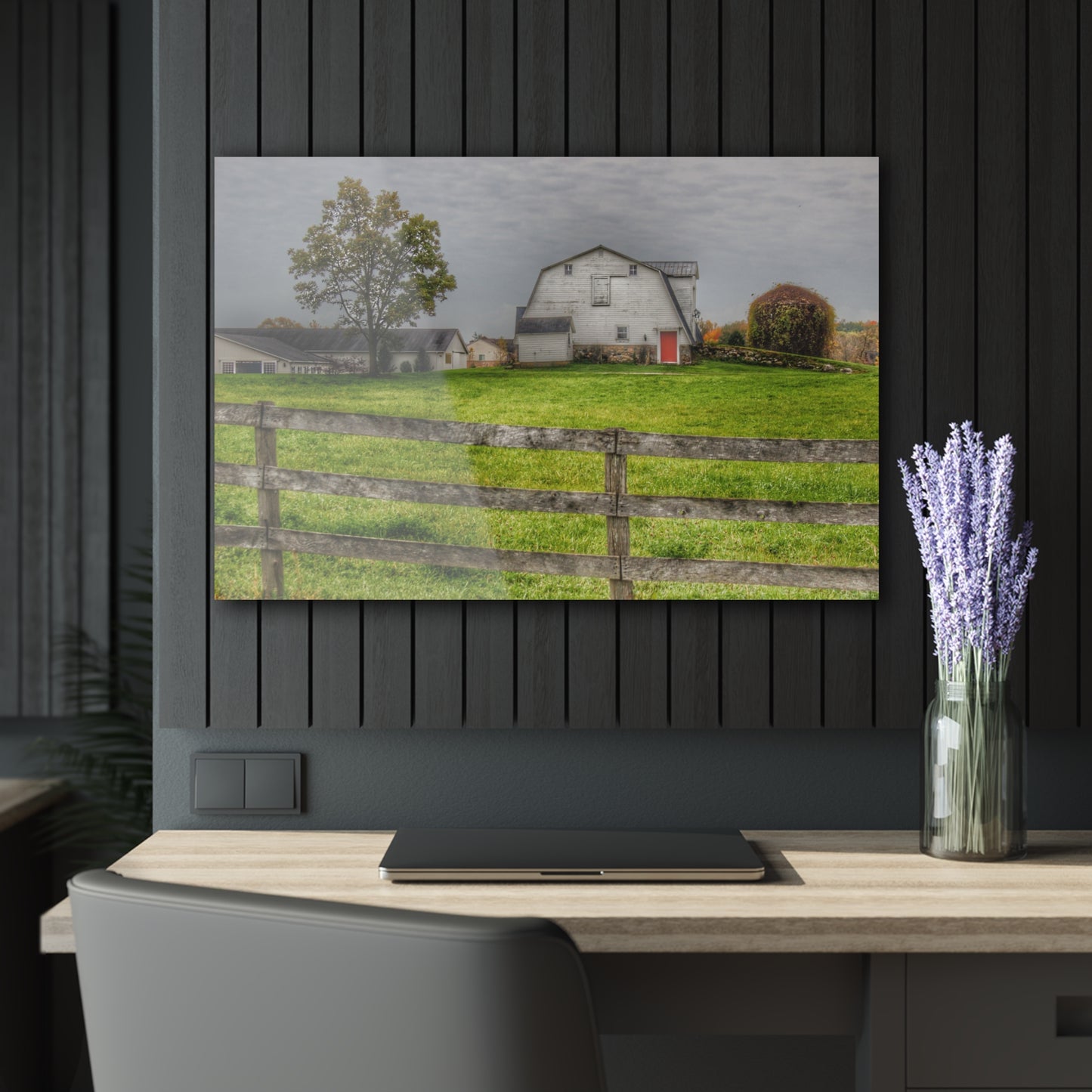 U R There Photography Hill Road Hillside White Rustic Farmhouse Acrylic Wall Print