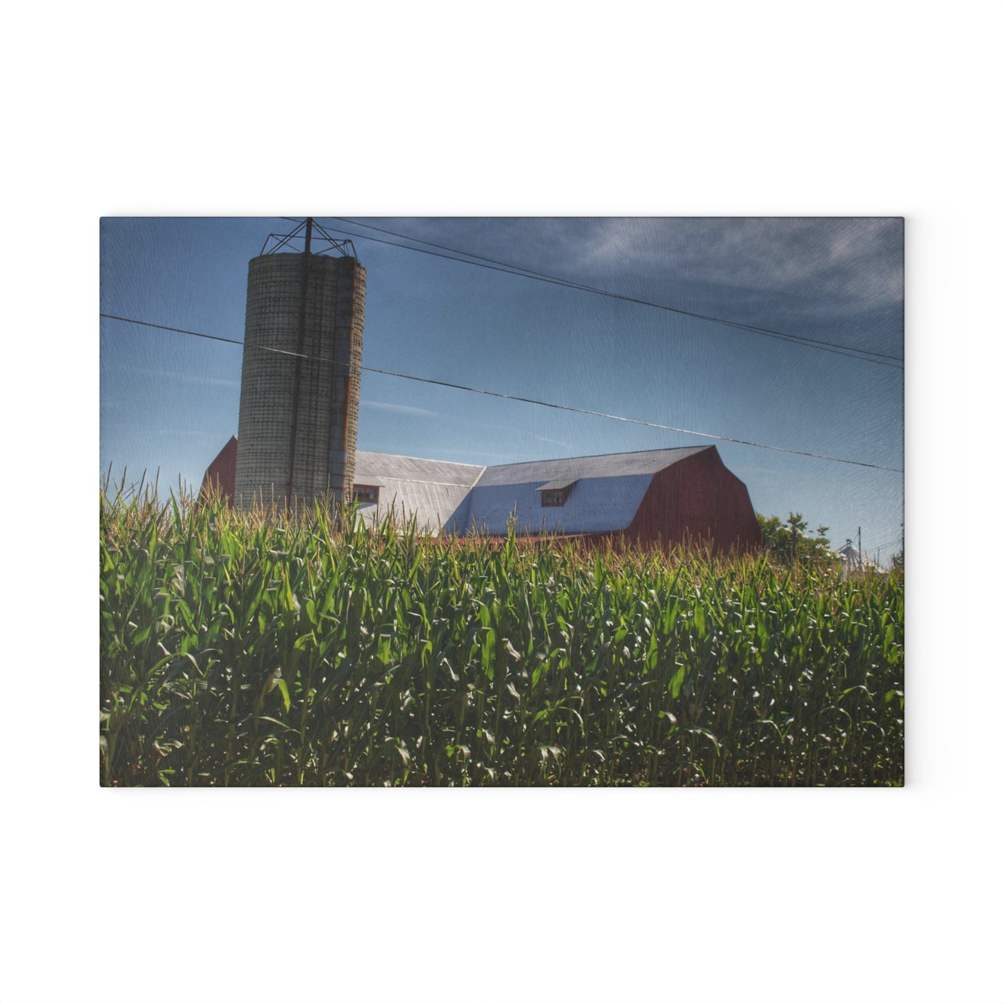 U R There Photography Above the Corn on Tuscola Road Rustic Farmhouse Tempered-Glass Cutting Board