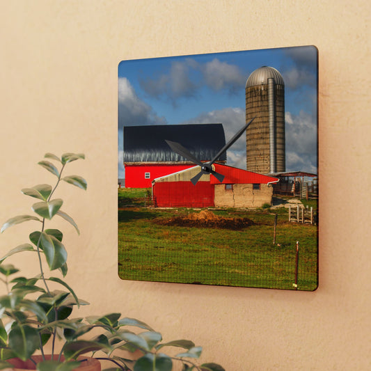 U R There Photography Kingston Checkerboard Farm Rustic Farmhouse Acrylic Analog Wall Clock