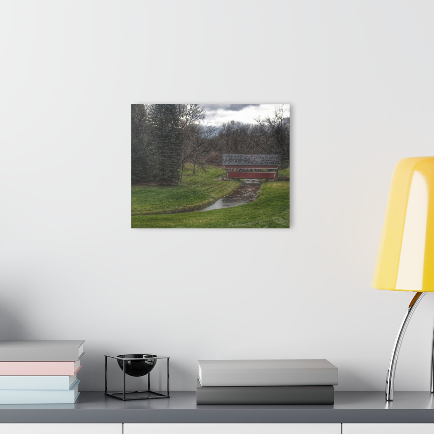 U R There Photography Hadley Covered Bridge III Rustic Farmhouse Acrylic Wall Print