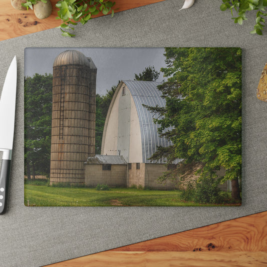 U R There Photography Carpenter Road White I Rustic Farmhouse Tempered-Glass Cutting Board