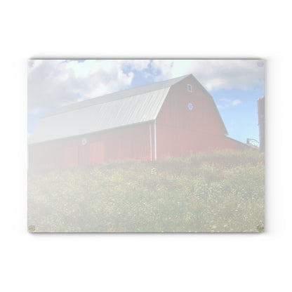 U R There Photography South Henderson Road Hilltop Red III Rustic Farmhouse Tempered-Glass Cutting Board