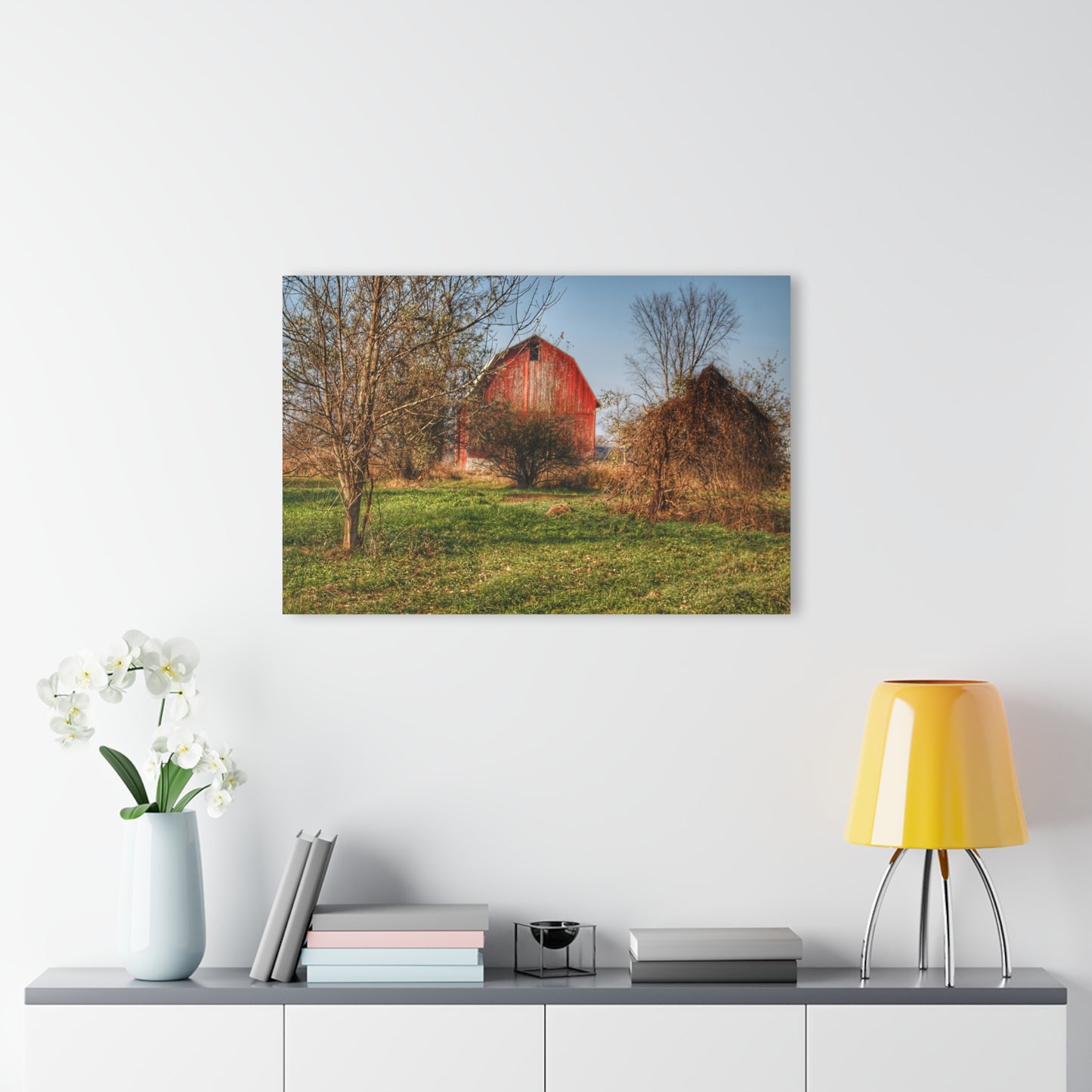 U R There Photography Columbiaville Red in November Rustic Farmhouse Acrylic Wall Print