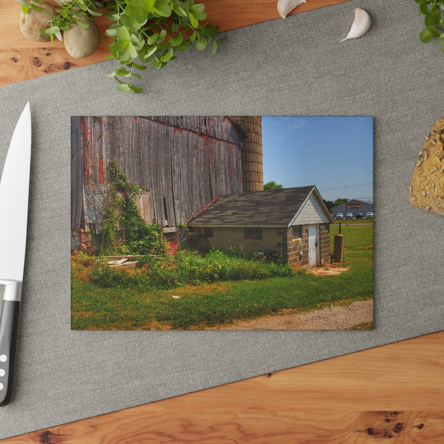U R There Photography Marlette Red V Rustic Farmhouse Tempered-Glass Cutting Board