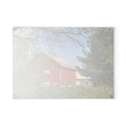 U R There Photography Bronson Lake Road Barn at the Bend Rustic Farmhouse Tempered-Glass Cutting Board