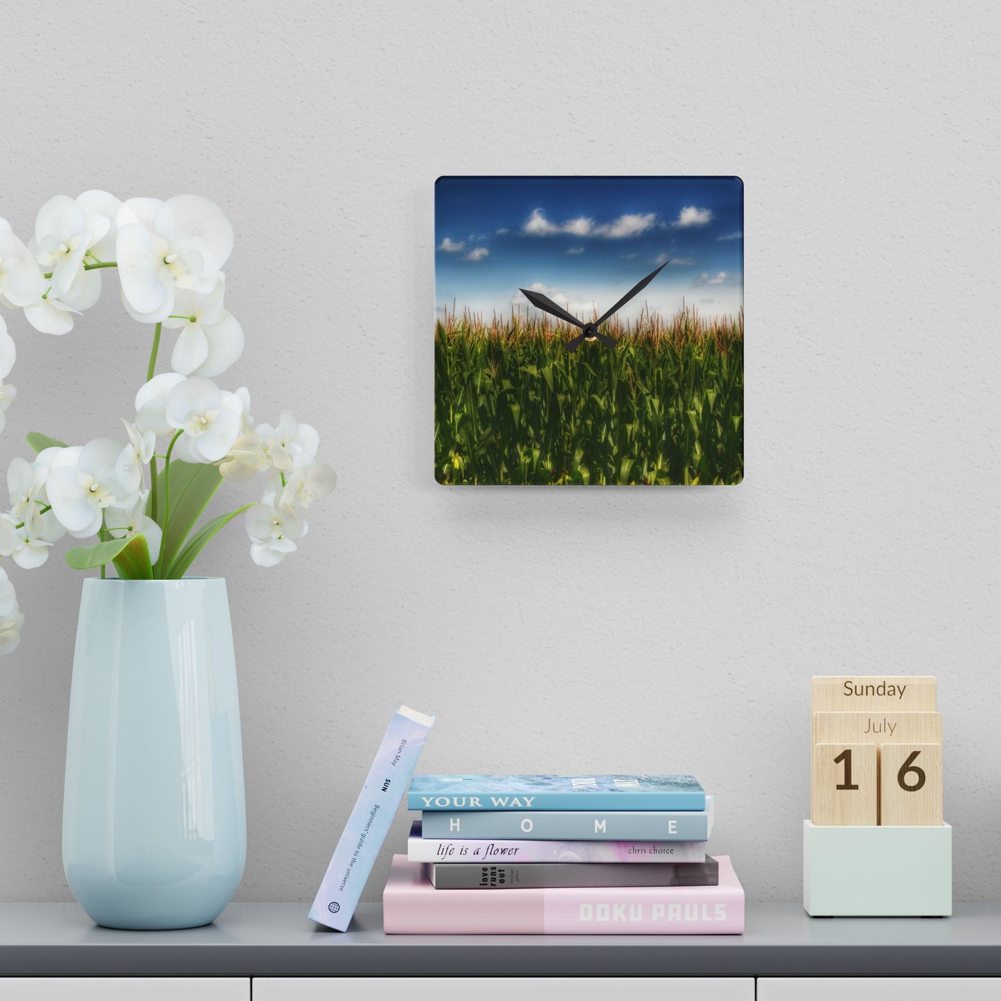 Rustic Farmhouse Wall Clock featuring Sky-High Corn