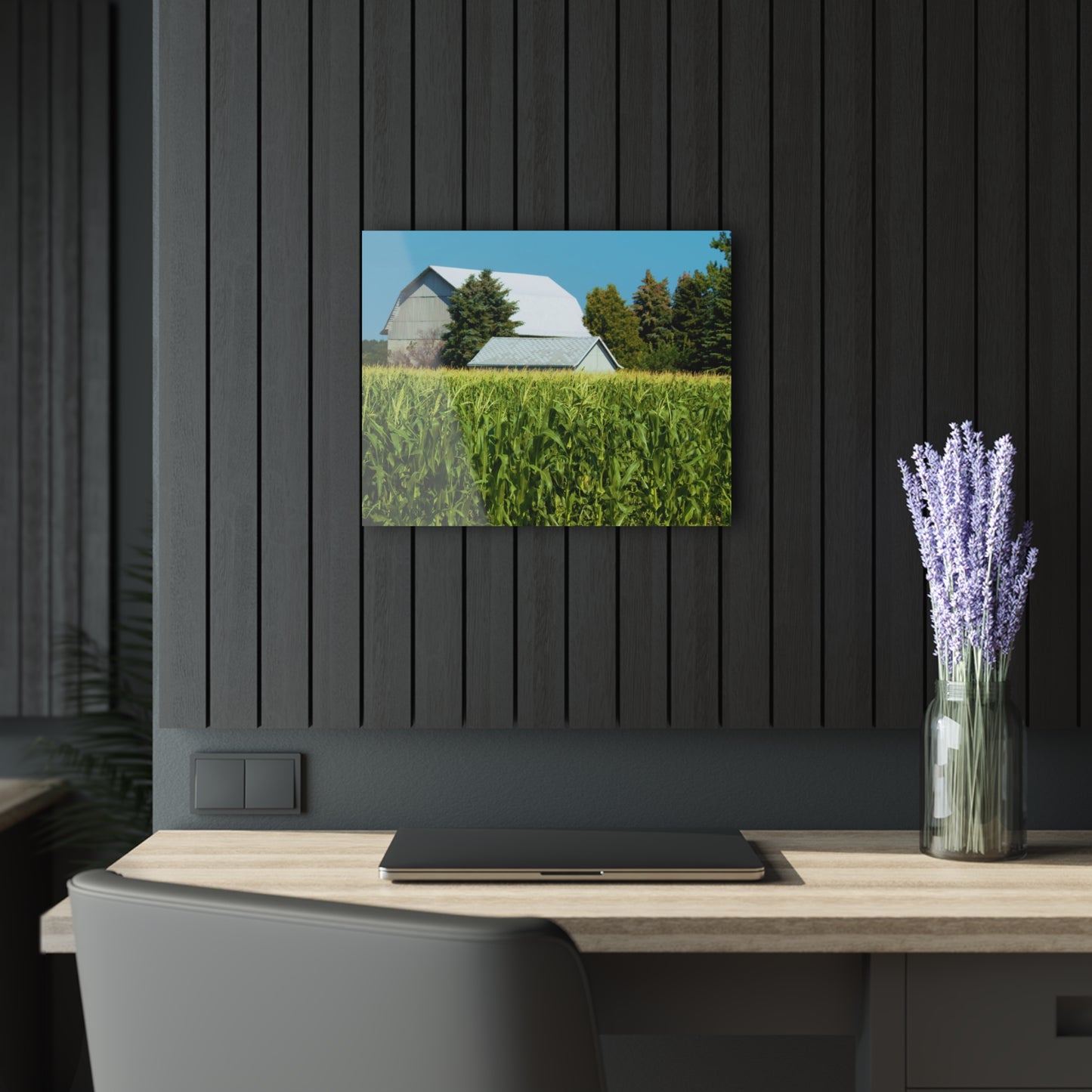 U R There Photography White Cornfield Barn Rustic Farmhouse Acrylic Wall Print