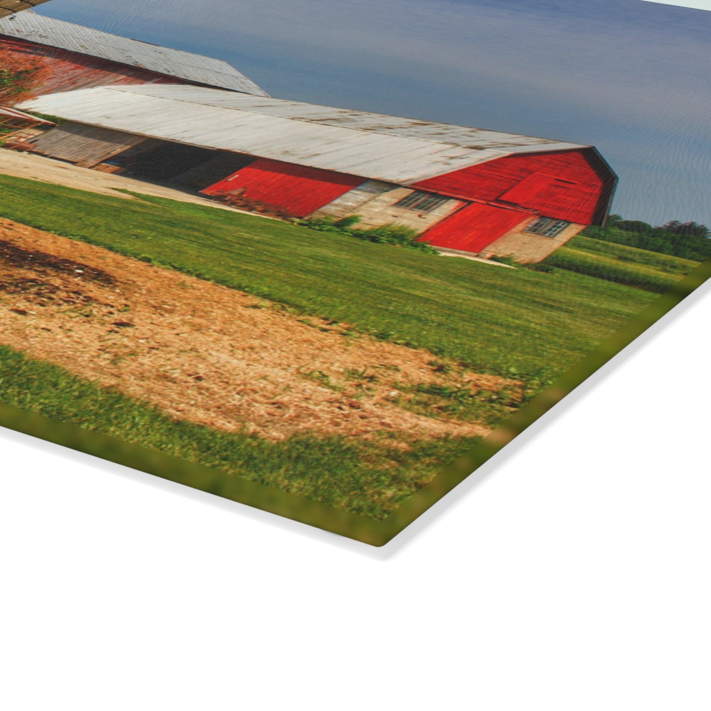 U R There Photography Marlette Red IV Rustic Farmhouse Tempered-Glass Cutting Board