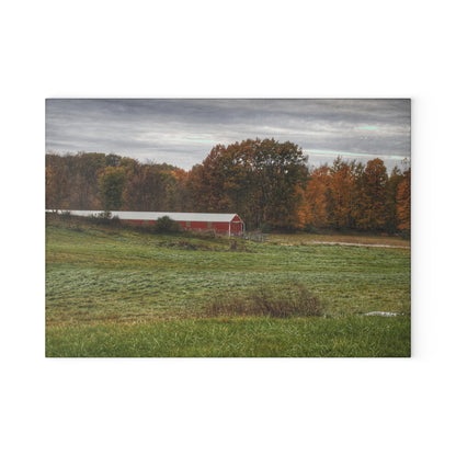 U R There Photography Bronson Lake Hidden Red I Rustic Farmhouse Tempered-Glass Cutting Board