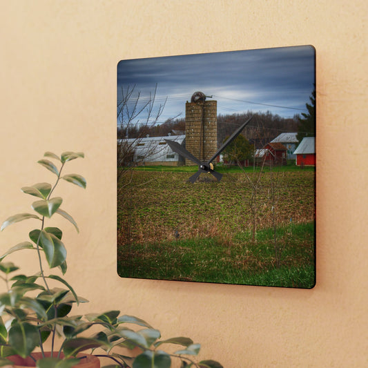 U R There Photography Fostoria Road Quonset Rustic Farmhouse Acrylic Analog Wall Clock