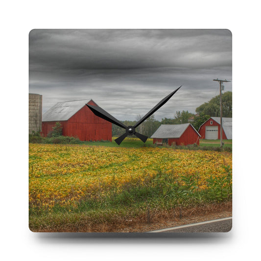 Kingston Road Trio II Rustic Farmhouse Acrylic Analog Wall Clock 10.75'' × 10.75'' (Square)