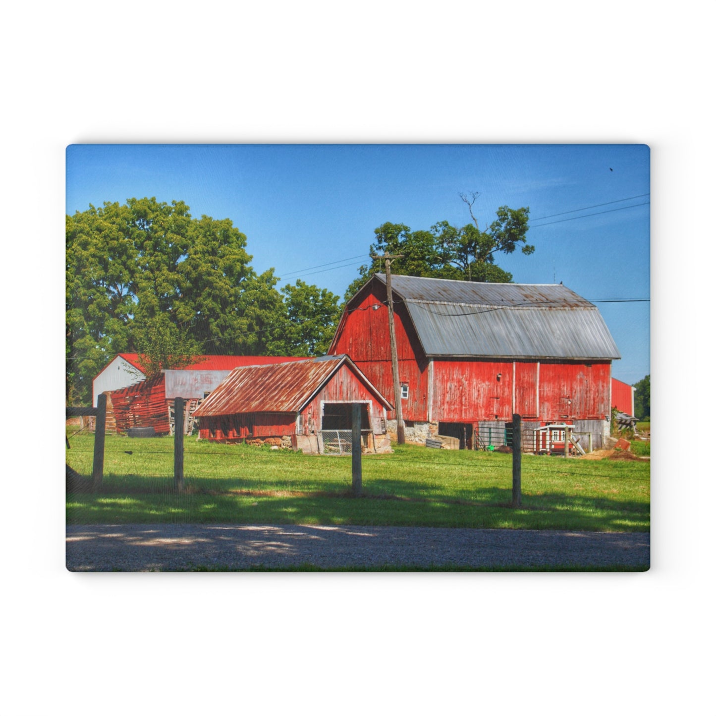 U R There Photography Frances Road Reds I Rustic Farmhouse Tempered-Glass Cutting Board