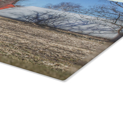 U R There Photography German Road Reds Rustic Farmhouse Tempered-Glass Cutting Board